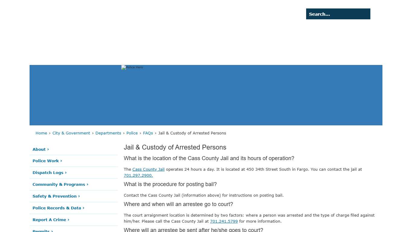 The City of Fargo - Jail & Custody of Arrested Persons