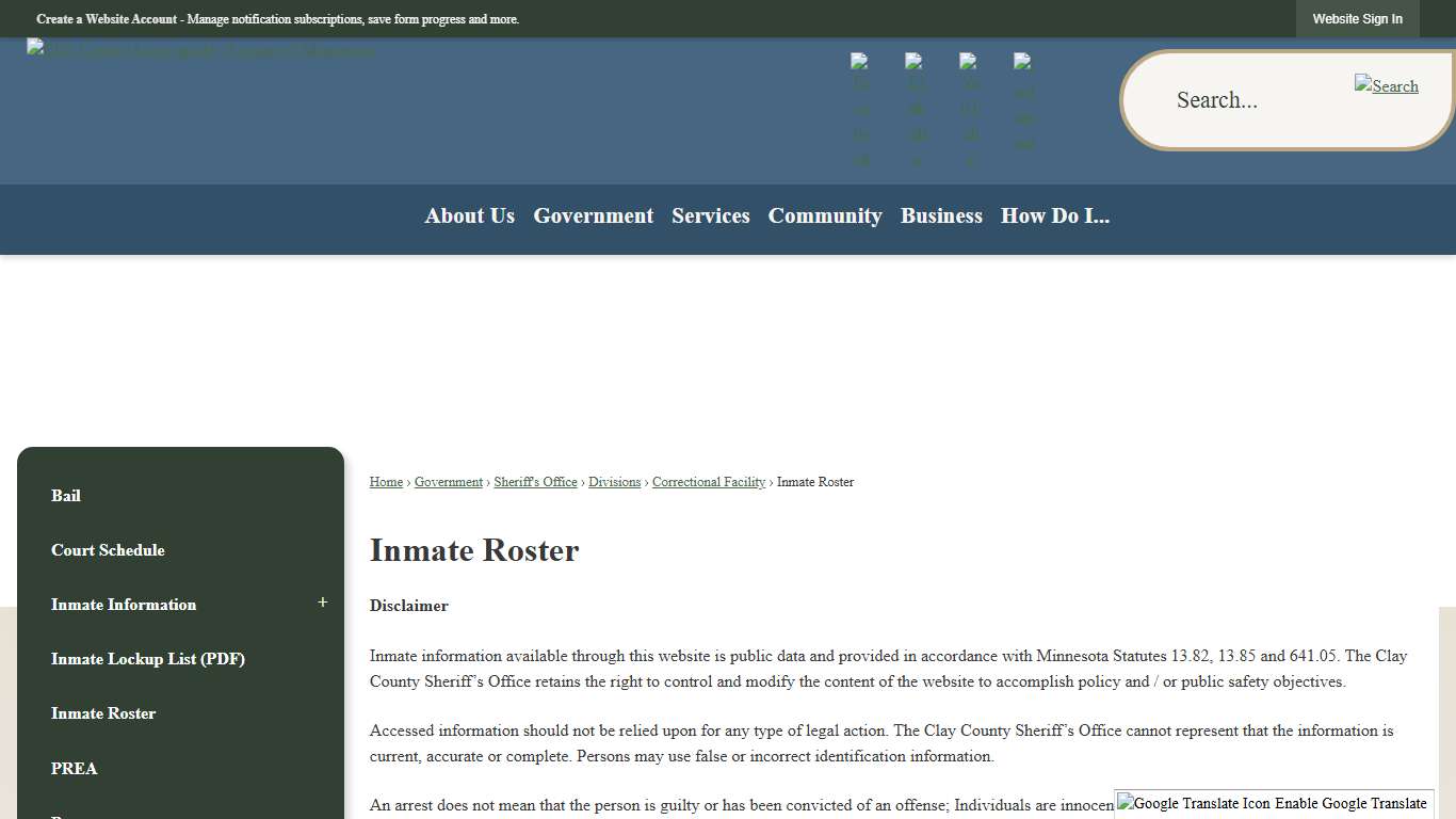 Inmate Roster | Clay County, MN - Official Website